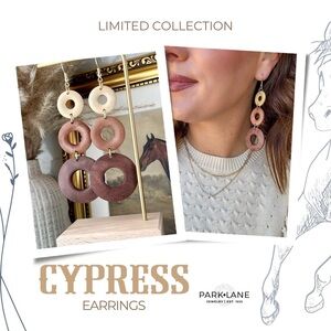 Park Lane CYPRESS Earrings Dangle Hoop Western Country Southern Natural Wood